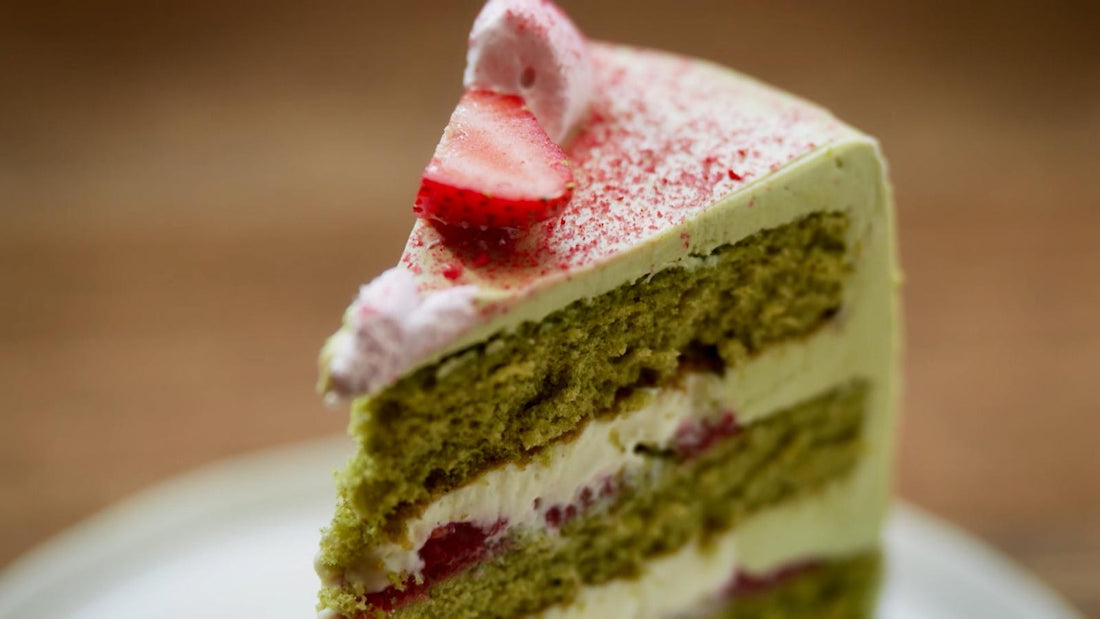 Matcha and White Chocolate Cake with Berries